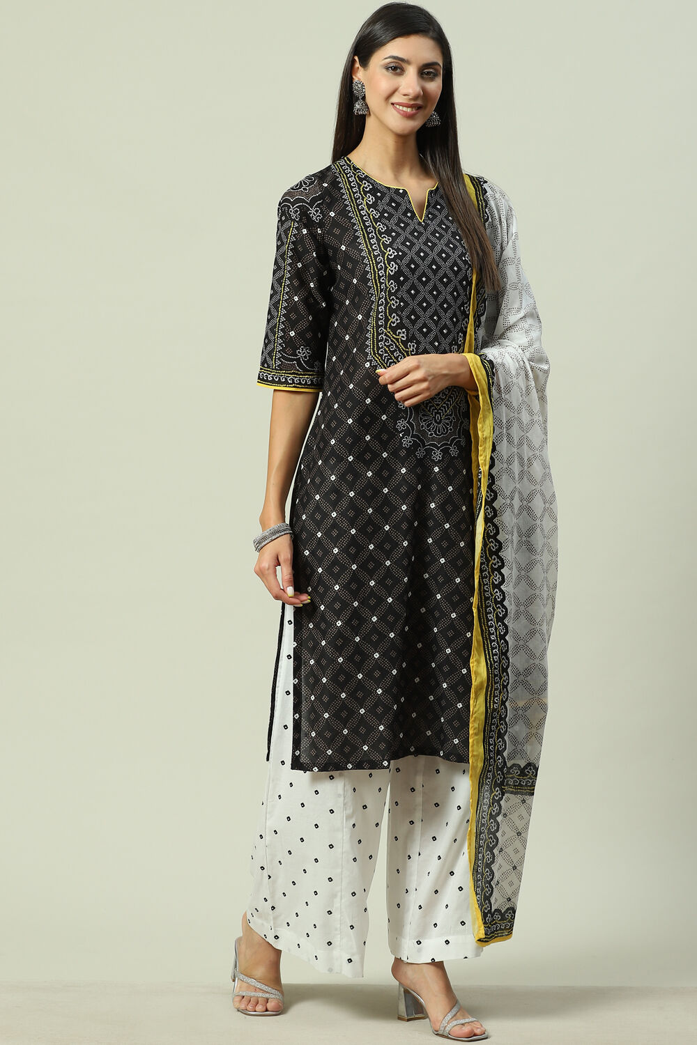 Blue Cotton Straight Kurta Flared Palazzo Suit Set image number 0