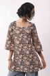 Black Cotton Floral Printed Lace-Up Back Kurti image number 5