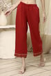 Red Dyed Straight Palazzos image number 3