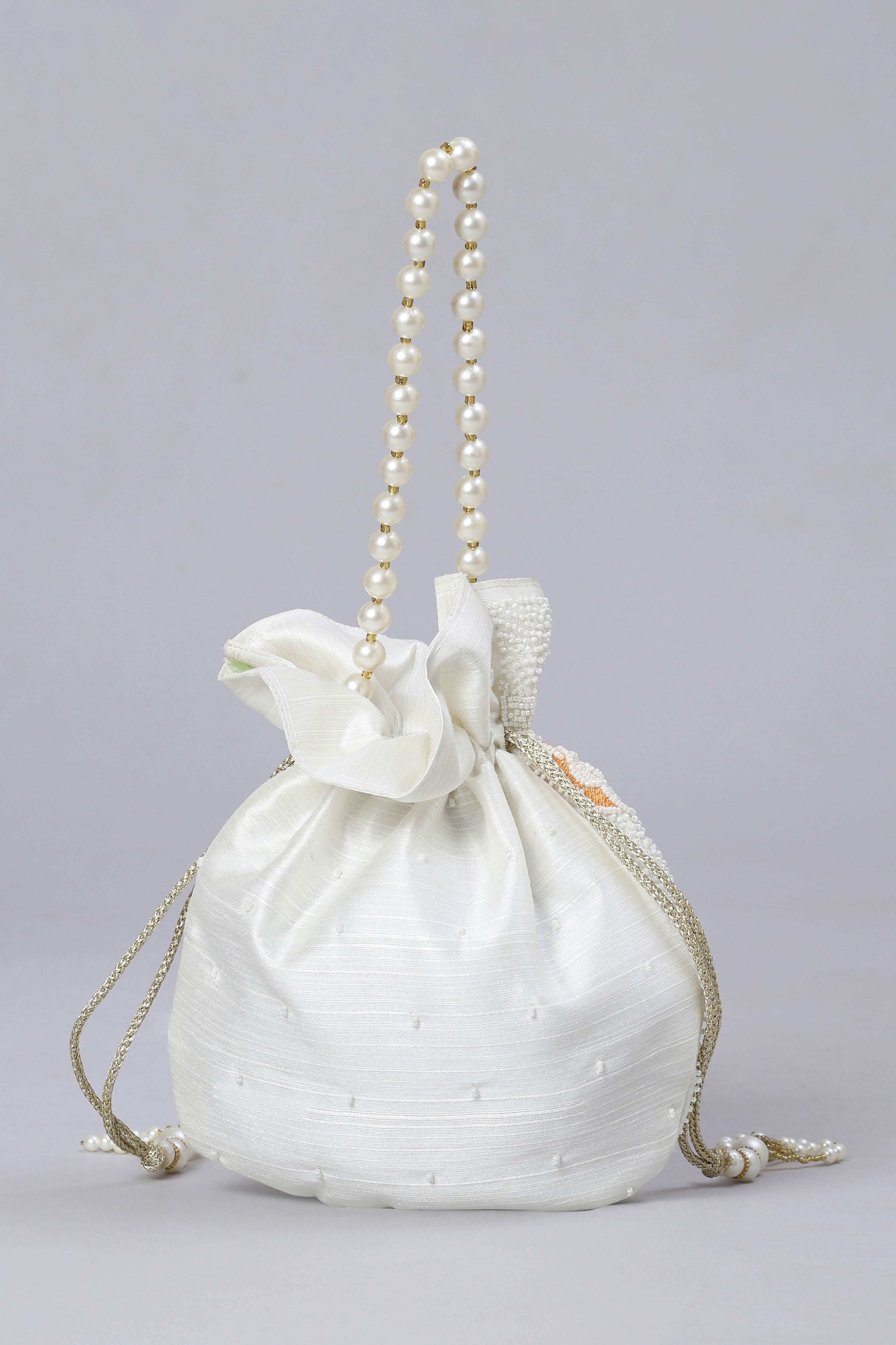 Off White Fabric Potli Bag image number 2