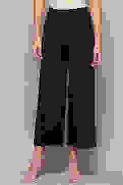 Navy Blue Cotton Viscose Solid Palazzo image number 5