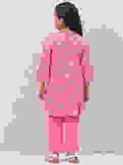Pink Rayon Kalidar Printed Kurta Set image number 4