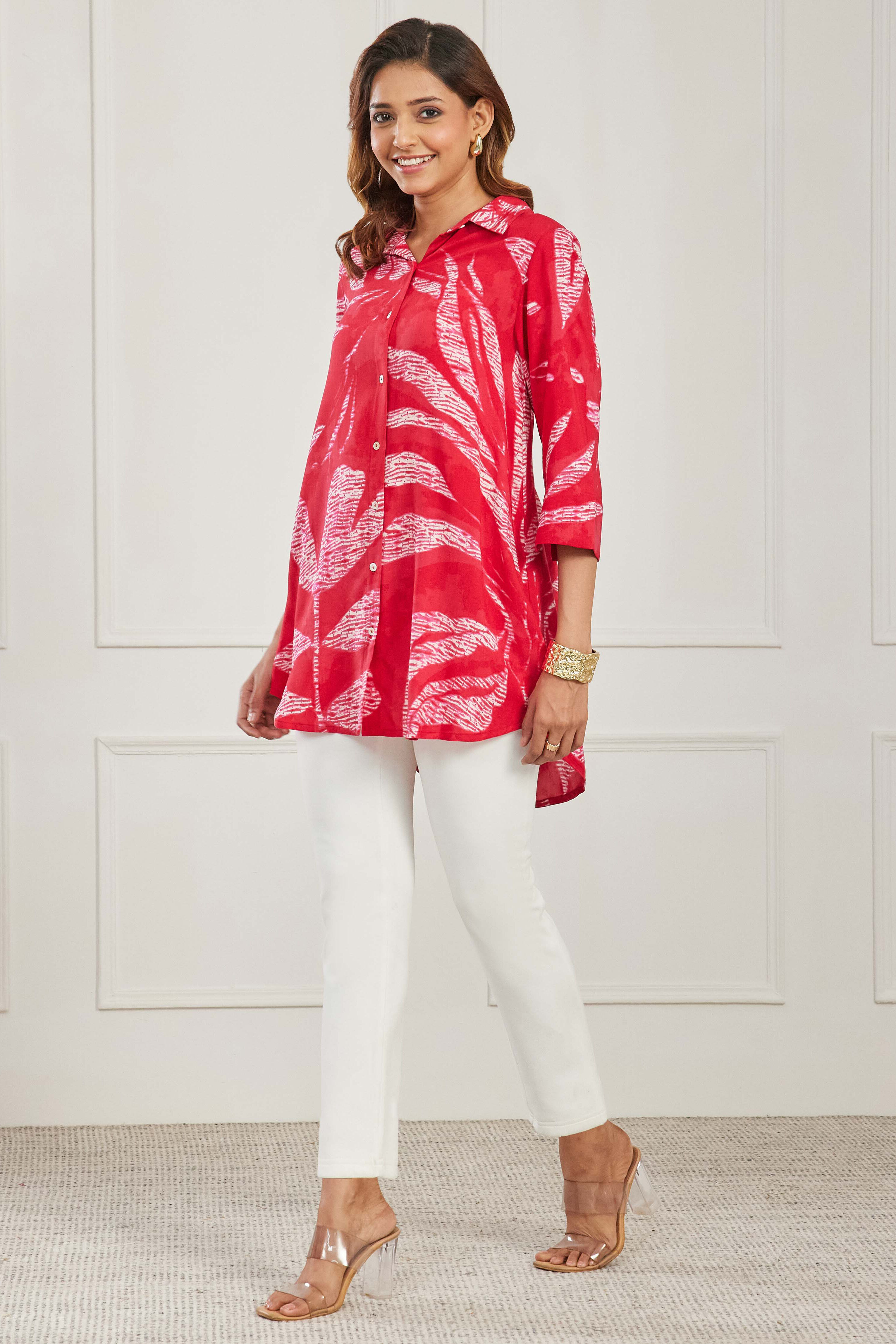 Red Viscose Rayon A Line Kurta image number 2