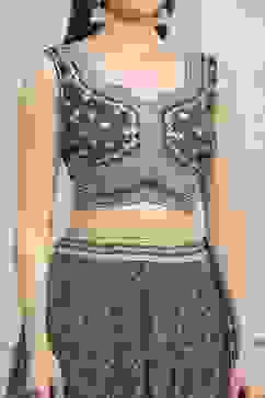 Teal Cotton Blend Dyed Lehenga Set image number 1