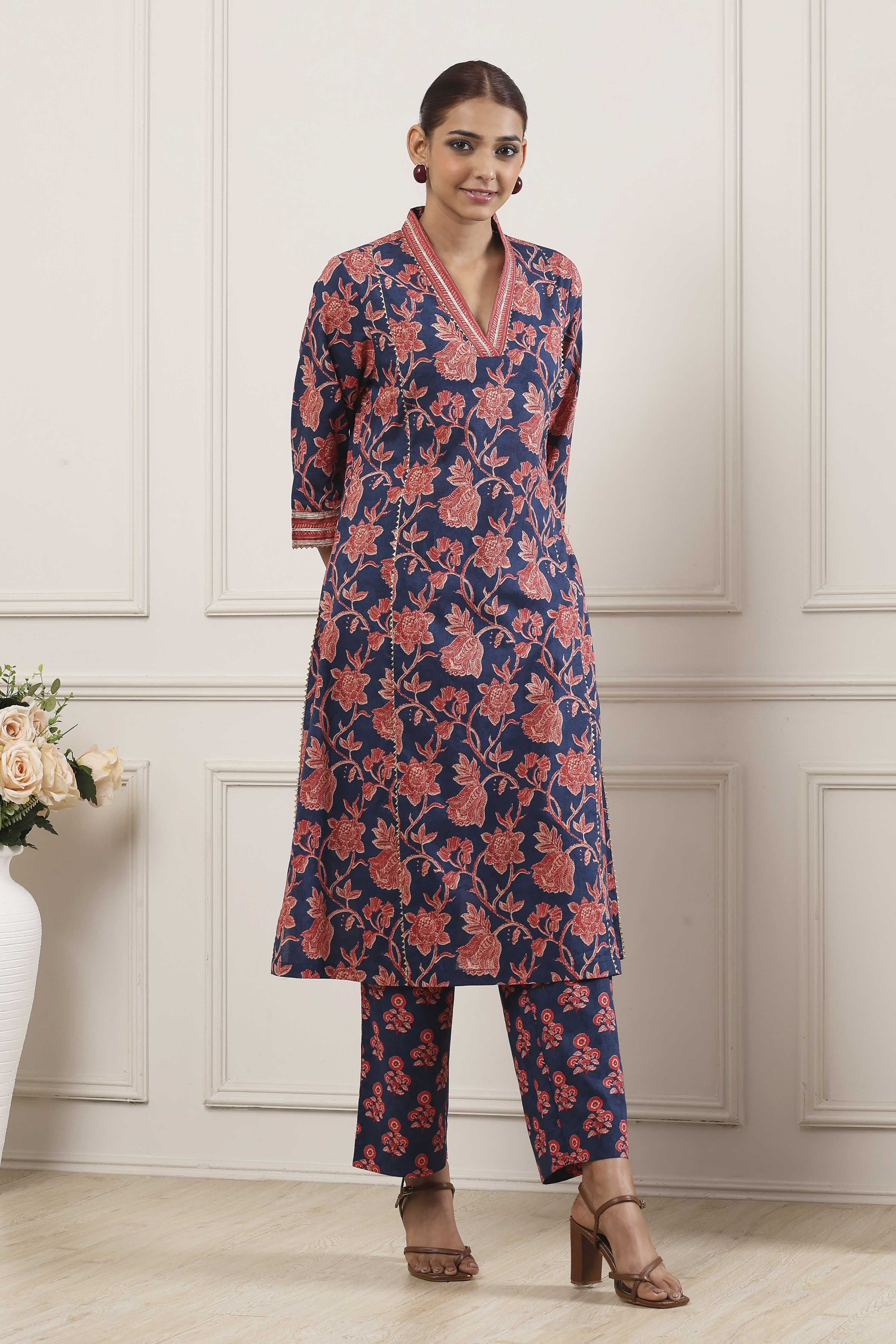 Mustard Yellow Cotton Printed Kurta Set image number 5