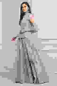 Powder Blue Cotton Printed Lehenga Set image number 3