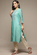Blue Cotton Blend Straight Yarndyed Kurta image number 5
