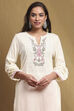 Cream-Colored Acrylic Winter wear Straight Kurta image number 1