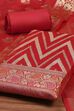 Hot Pink Poly Cotton Banarasi Unstitched Suit Set image number 1