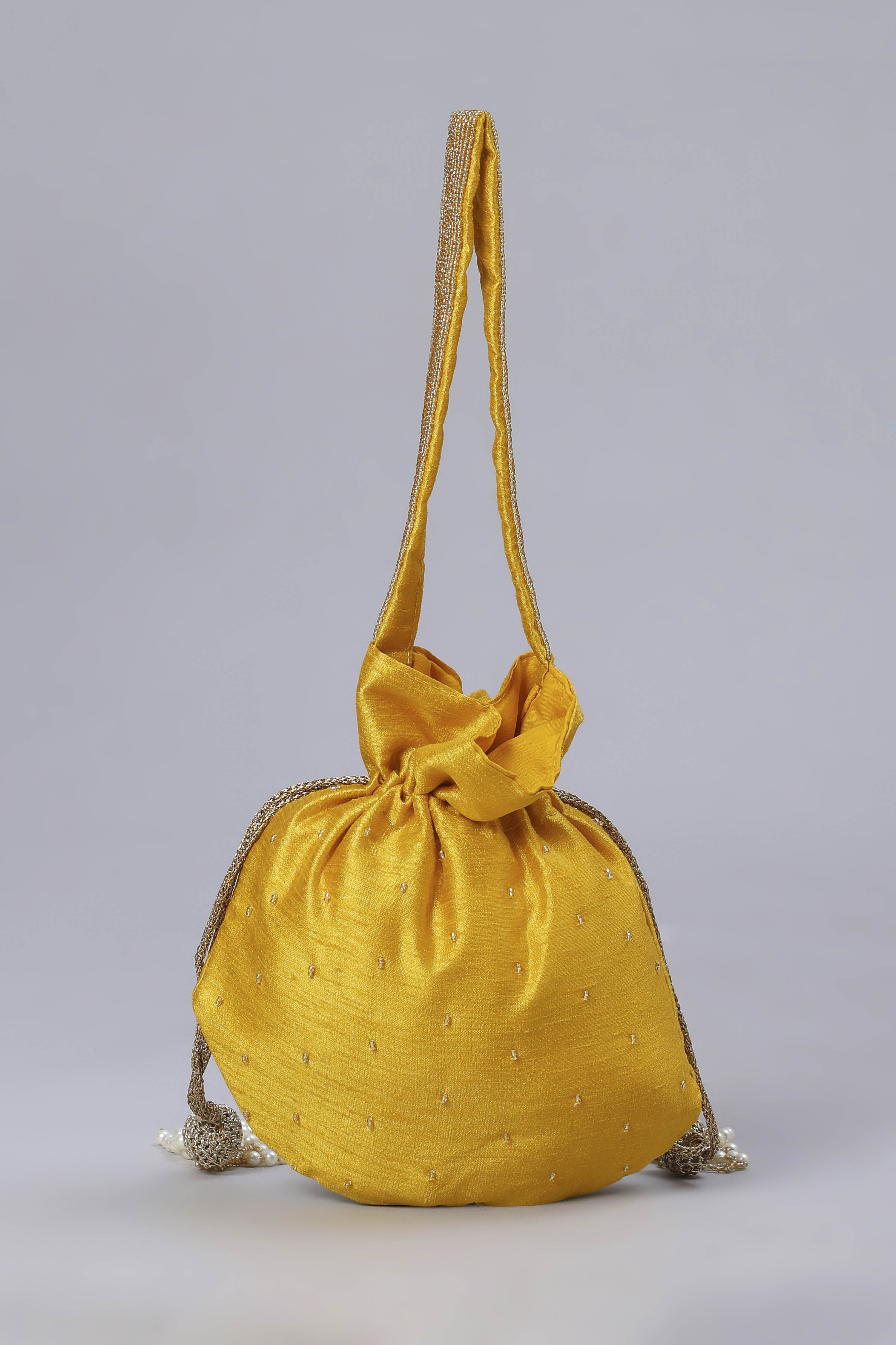 Mustard Fabric Potli Bag image number 2