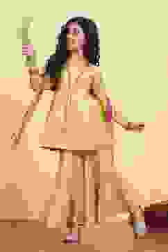 Green Cotton Dyed Gathered Sharara Suit Set image number 0