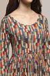 Beige & Brown Cotton Blend Flared Printed Dress image number 1