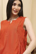 Orange Solid Straight Co-ord Set image number 1
