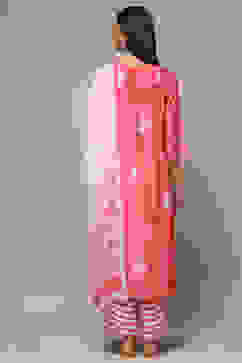 Pink Modal A-Line Kurta Palazzo Suit Set image number 2