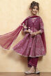 Purple Cotton Printed Anarkali Suit Set image number 0