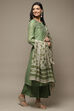 Green Cotton Machine Embroidered Unstitched Suit Set image number 7