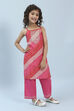 Pink Printed Straight Kurta Pant Set image number 4