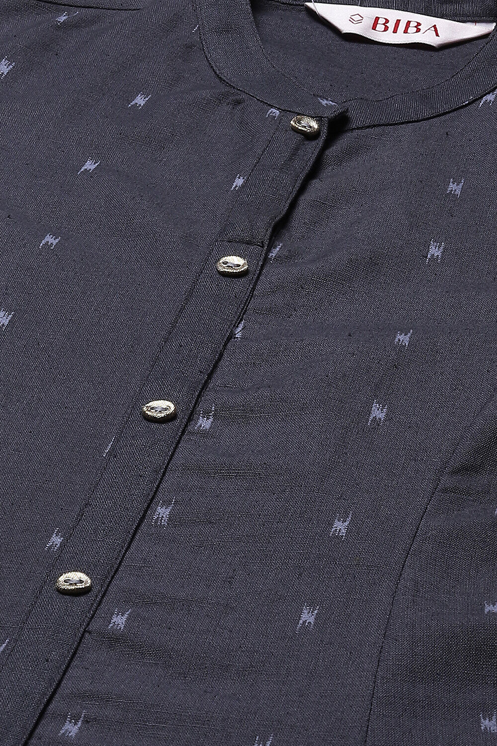 Blue Cotton Blend A-Line Printed Kurta image number 1