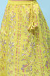 Lime Yellow Poly Chanderi Floral Lehenga Set image number 2