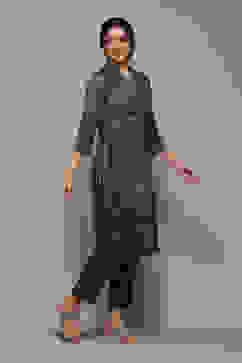 Forest Green Spandex Blend Straight Printed 2 Piece Set image number 3