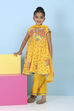 Yellow Cotton Floral Printed Anarkali Suit Set image number 6