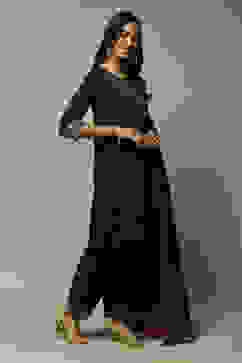 Navy LIVA Straight Kurta Salwar Kurta Salwar Suit Set image number 2