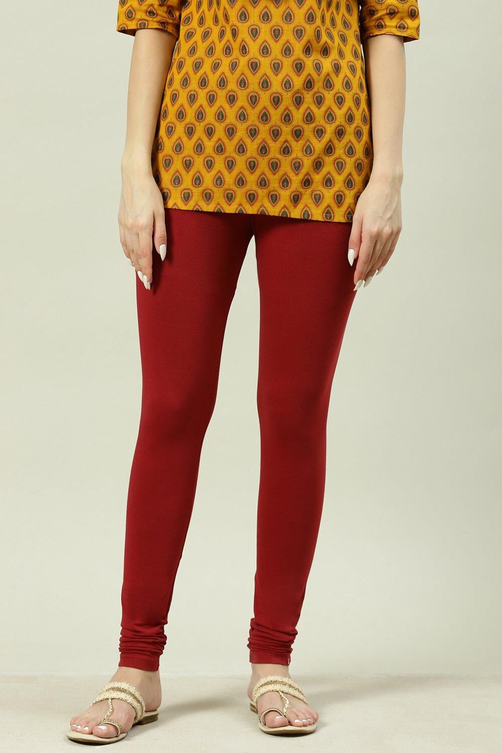 Camel Cotton Blend Solid Churidar image number 2