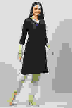 Indigo Rayon A-Line Solid Dress image number 2