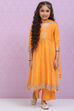 Orange Art Silk A-Line Straight Kurta Palazzo Suit Set image number 0