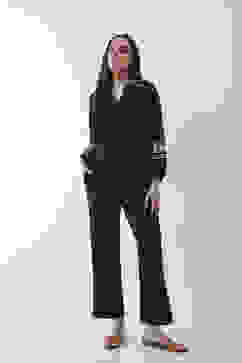 Navy Blue Solid Wide Leg Pants image number 0