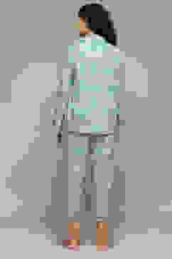 Mint Cotton Printed 2 Piece Sleepwear Set image number 4