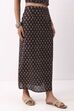 Black Cotton Floral Straight Maxi Skirt image number 3