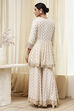 Ivory Georgette Embroidered Peplum Suit Set image number 3