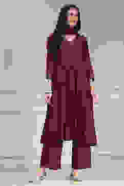 Rust Solid Gathered Suit Set image number 6