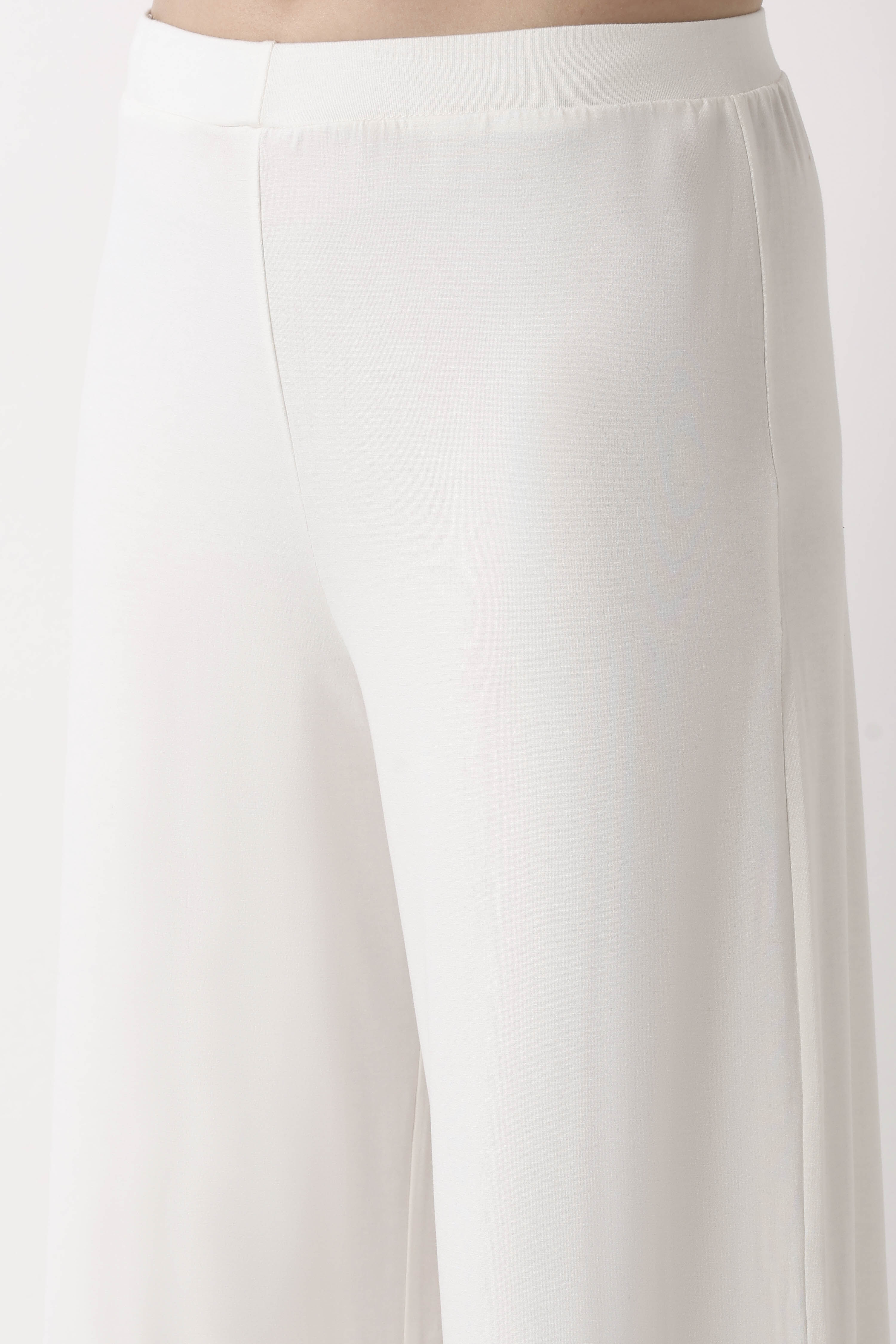 Black Viscose Lycra Relaxed Palazzos image number 1