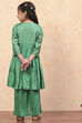 Green Viscose Blend Gathered A-line Festive Kurta Set image number 4
