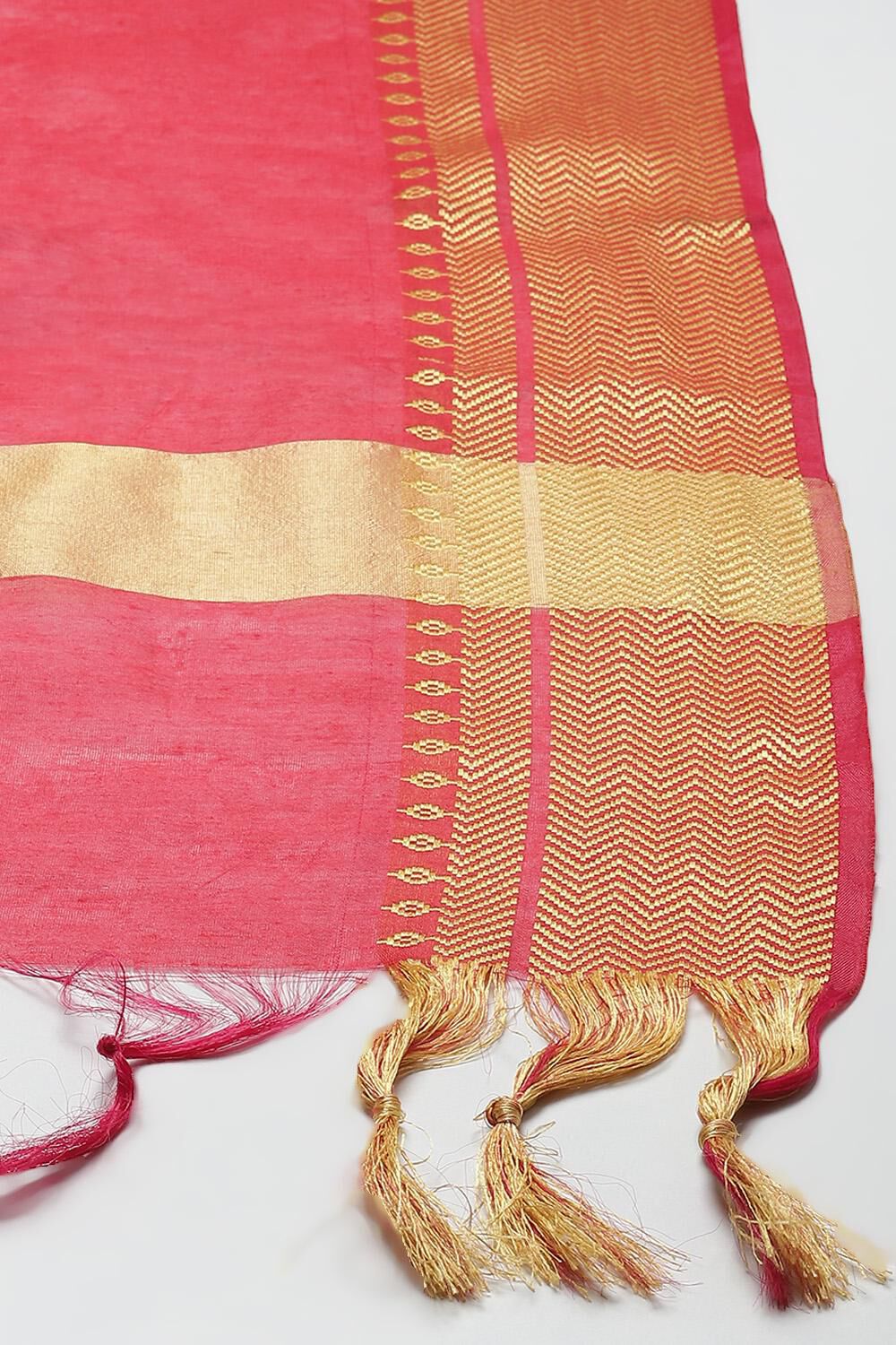 Off White Cotton Handloom Unstitched Suit Set image number 2