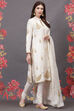Rohit Bal Yellow Cotton Silk Straight Yarndyed Suit Set image number 6