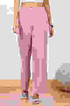 Blush Pink Solid Relaxed Fit Pants image number 4