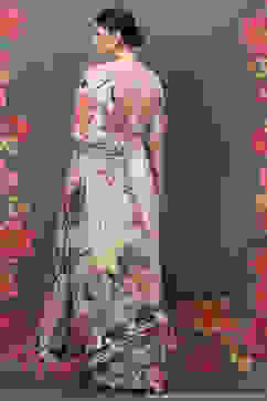 Rohit Bal Peach Cotton Silk Printed Saree image number 4