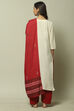 Red Flex Machine Embroidered Unstitched Suit Set image number 2