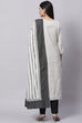 White Cotton Handloom Unstitched Suit Set image number 4