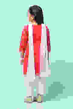 Red Cotton Straight Printed Kurta Patiala Salwar Suit Set image number 5