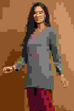 Green Polyester Straight Short Kurti image number 2