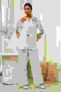 Off-White Embroidered Straight Co-ord Set image number 6