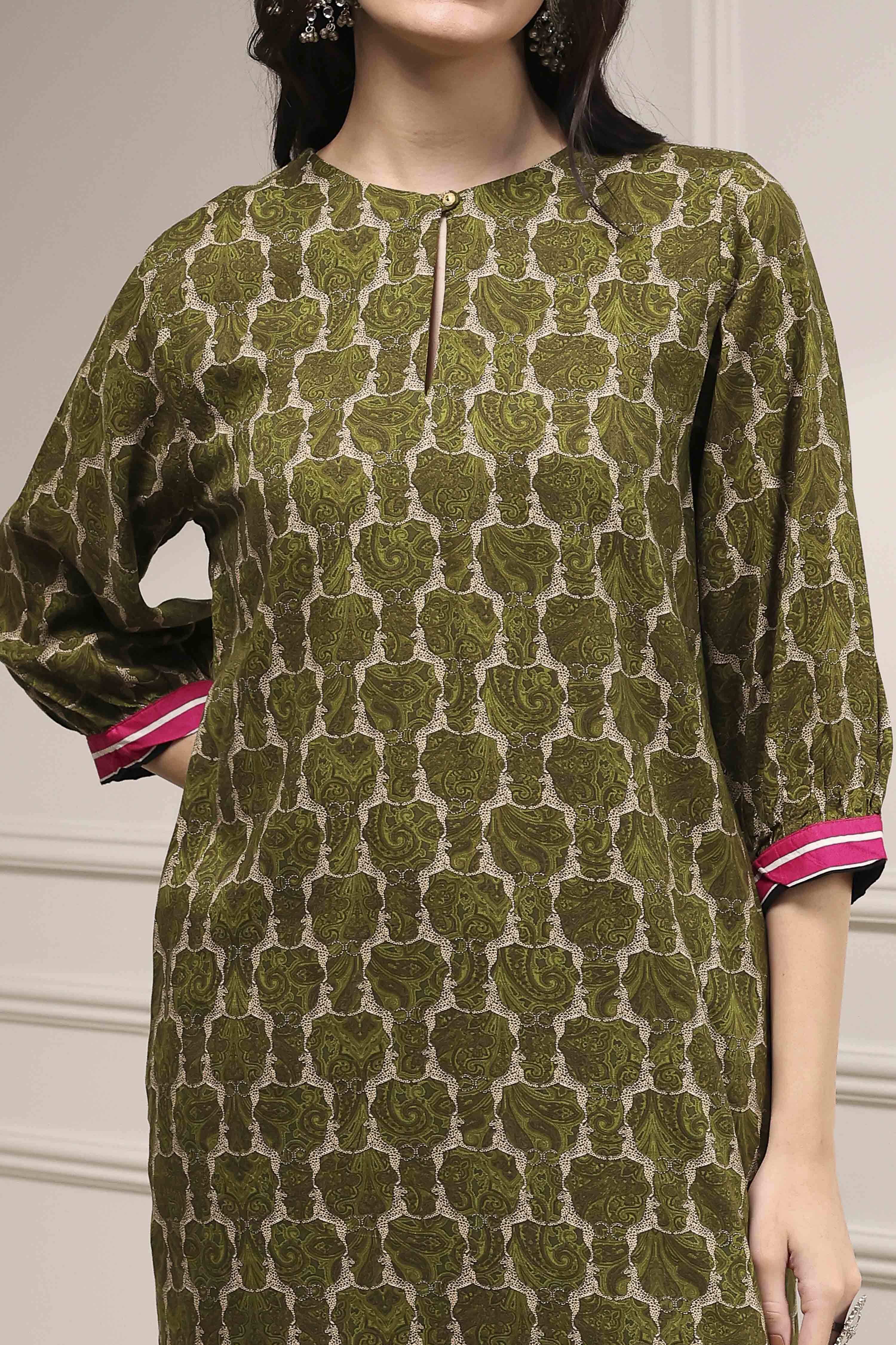 Indigo Blue Printed Straight Suit Set image number 1