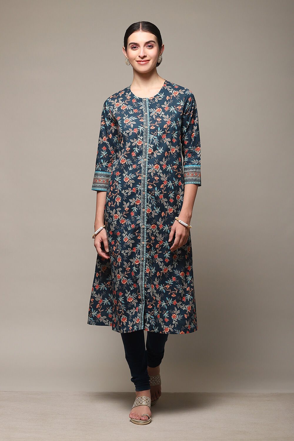 Navy Cotton Blend Straight 2 Piece Set image number 6