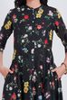 Black Art Silk Flared Printed Dress image number 1