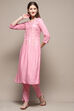 Light Pink Rayon Straight Kurta Pant 2 Piece Set