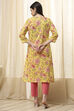 Pink Cotton Straight Printed Kurta image number 4
